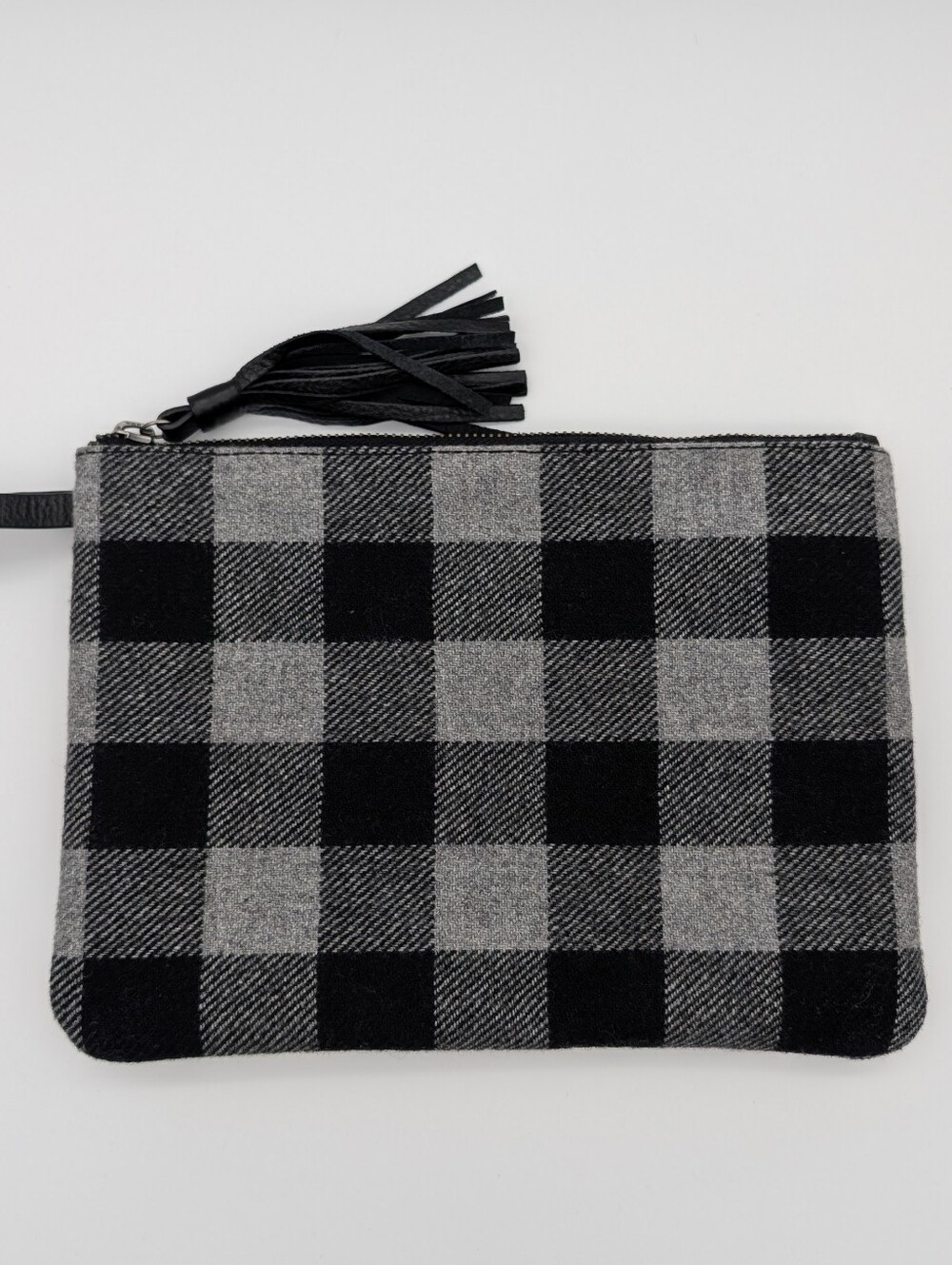 J Jill Buffalo Check Flannel Zip Pouch Clutch Wristlet